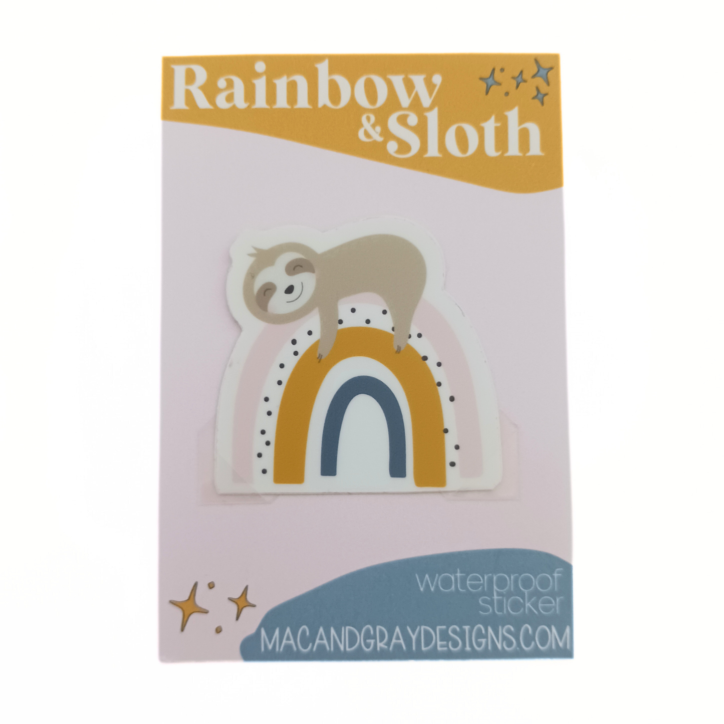 Rainbow & Sloth | Waterproof Sticker