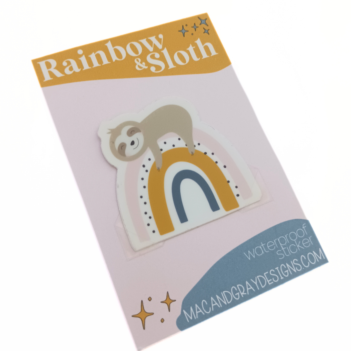 Rainbow & Sloth | Waterproof Sticker