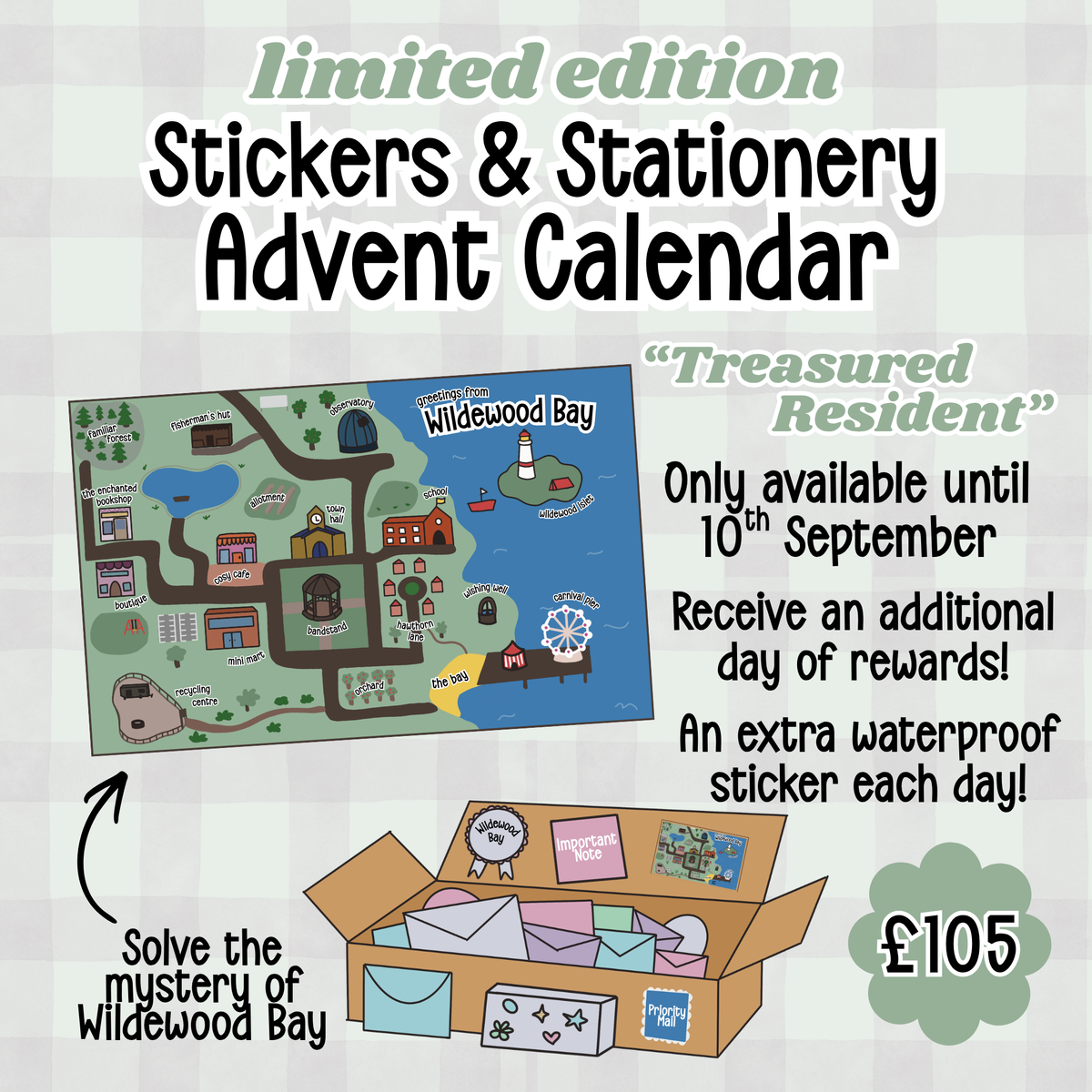 LIMITED EDITION "Treasured Resident" 25 Day Stickers & Stationery Advent Calendar