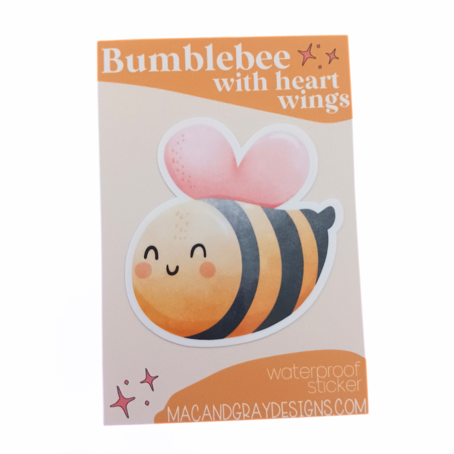 Bumblebee with Heart Wings | Waterproof Sticker