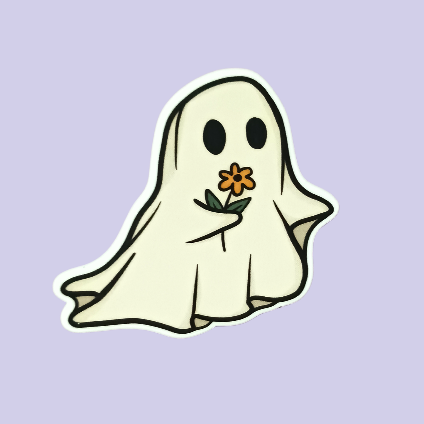 Ghost with Flower | Waterproof Sticker
