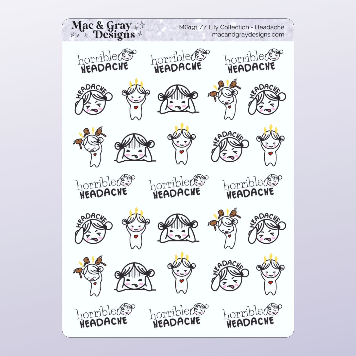Headache | Lily Character Stickers