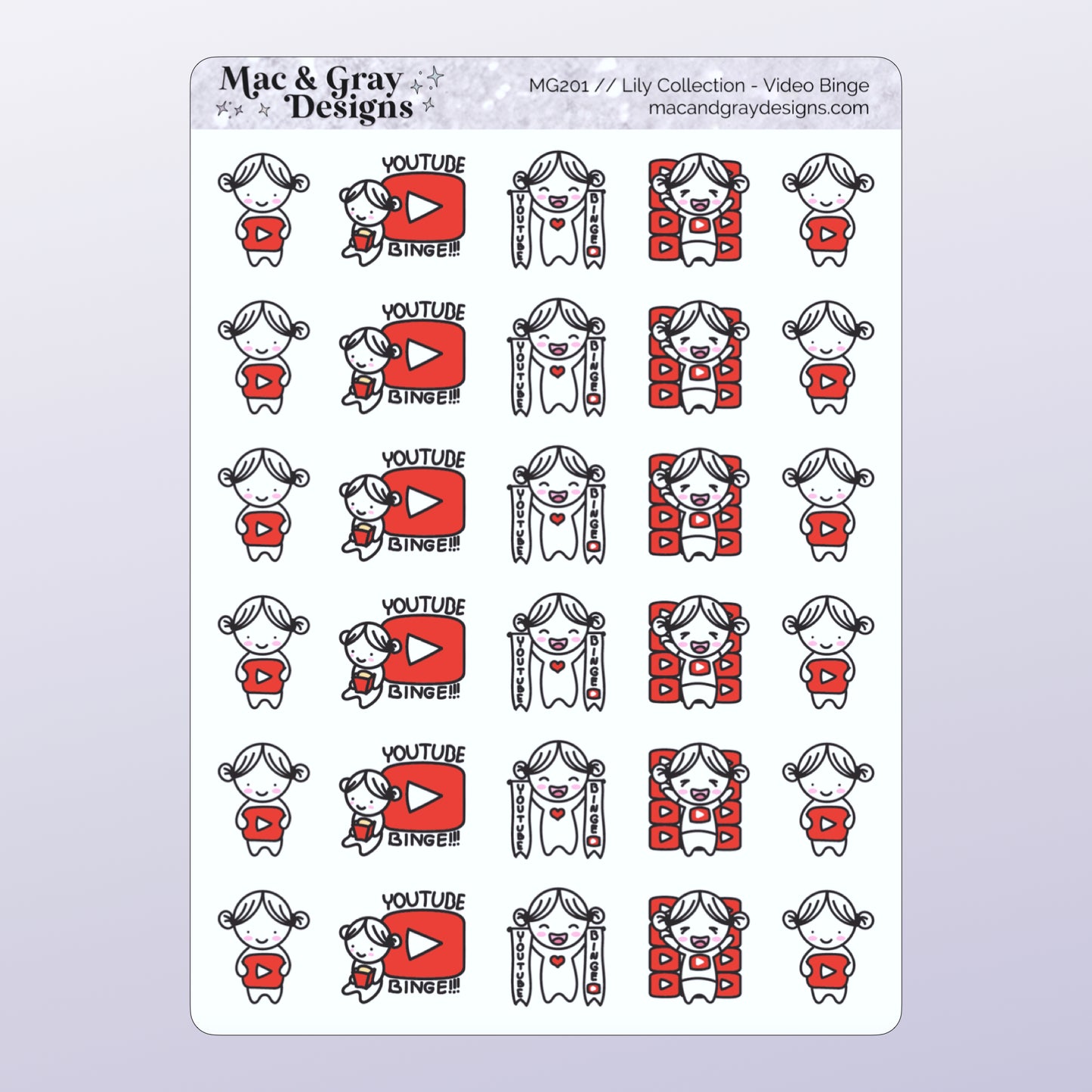 Video Binge | Lily Character Stickers