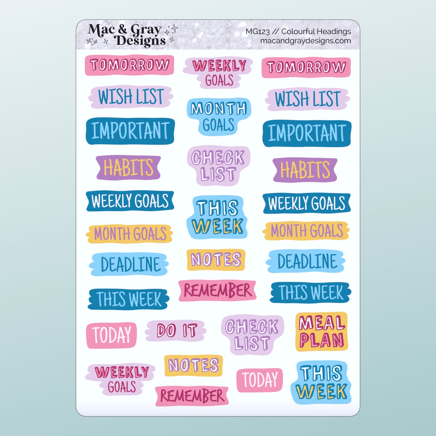 Colourful Headings | Functional Stickers