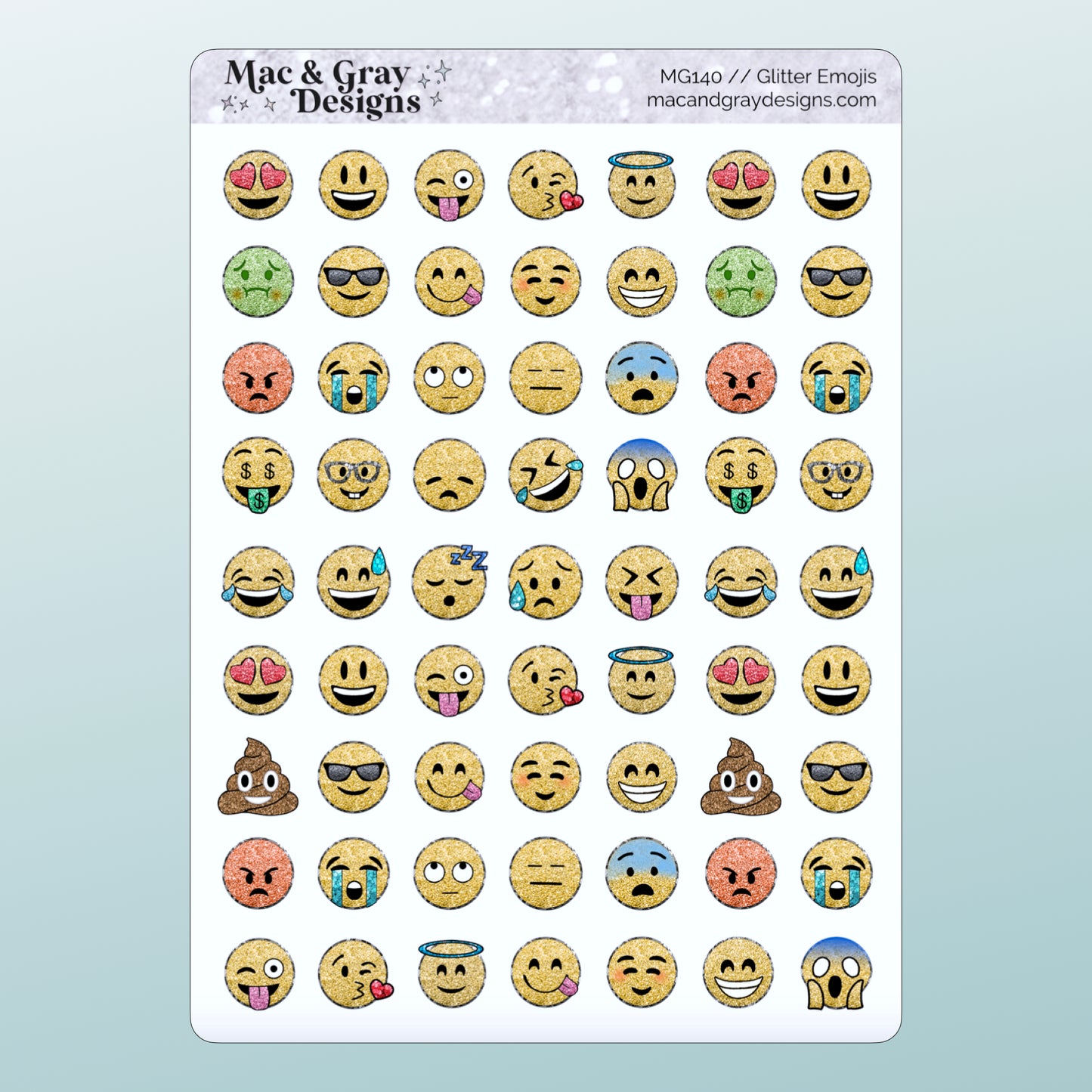 Glitter Emoji Stickers | Functional Planner Stickers