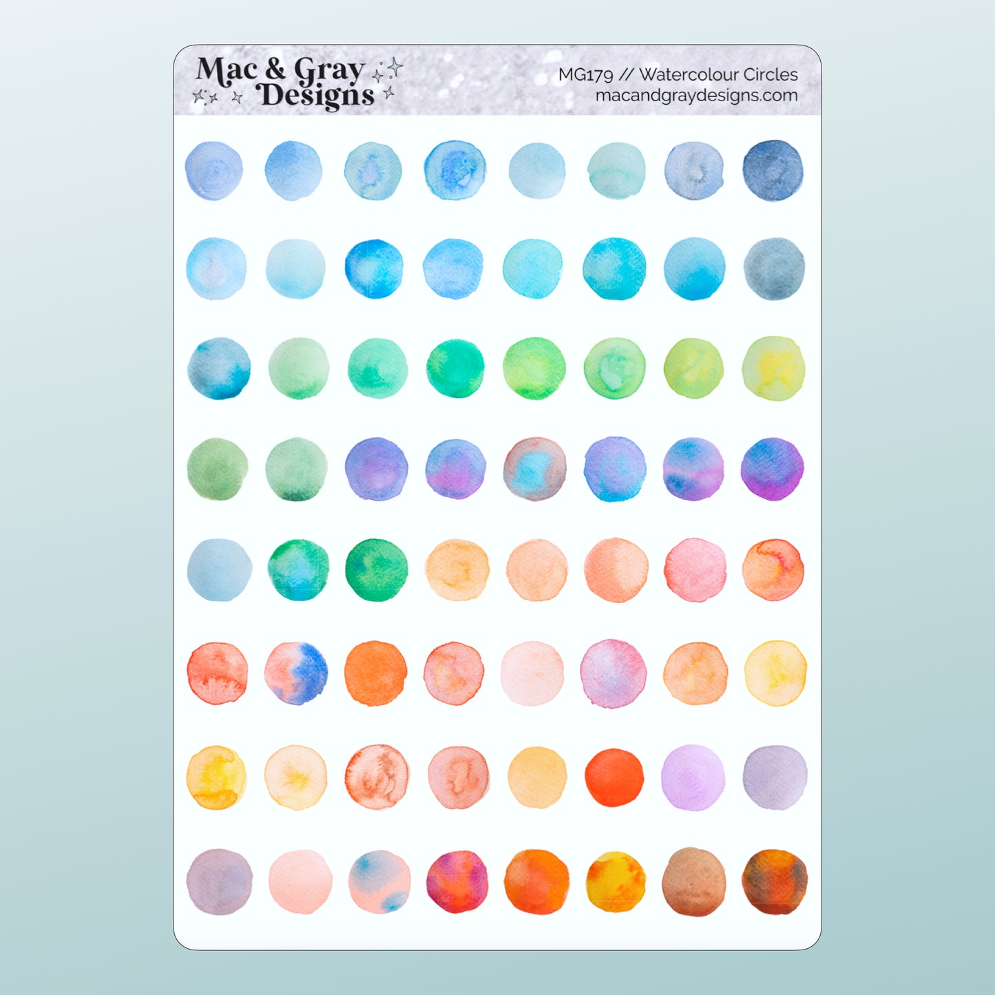 Watercolour Circles | Functional Stickers