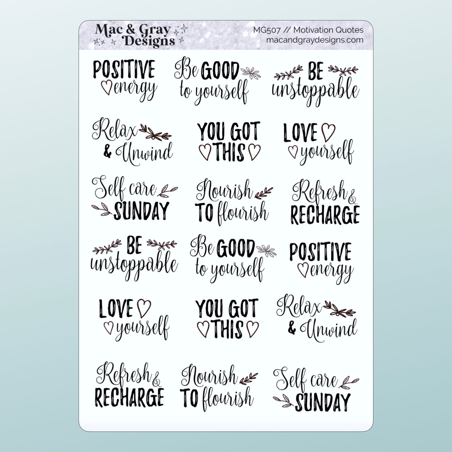 Motivational Quote Stickers // Script Stickers