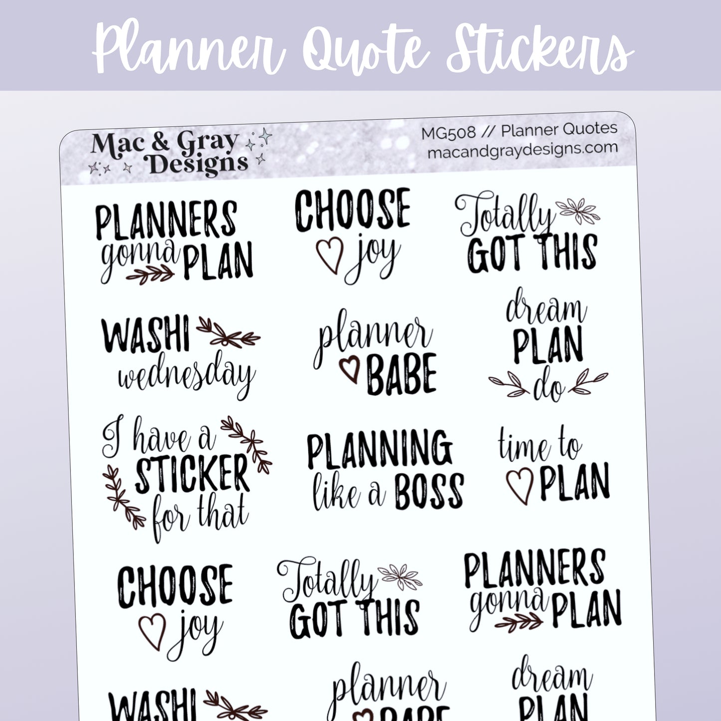 Planner Quotes // Script Stickers
