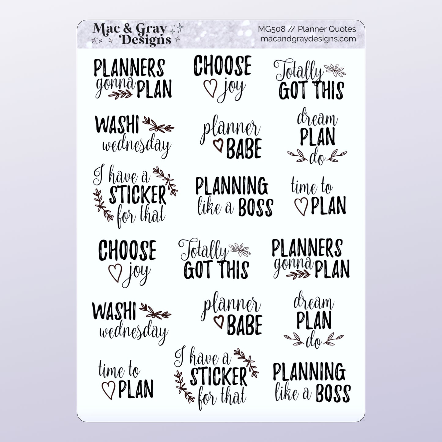 Planner Quotes // Script Stickers