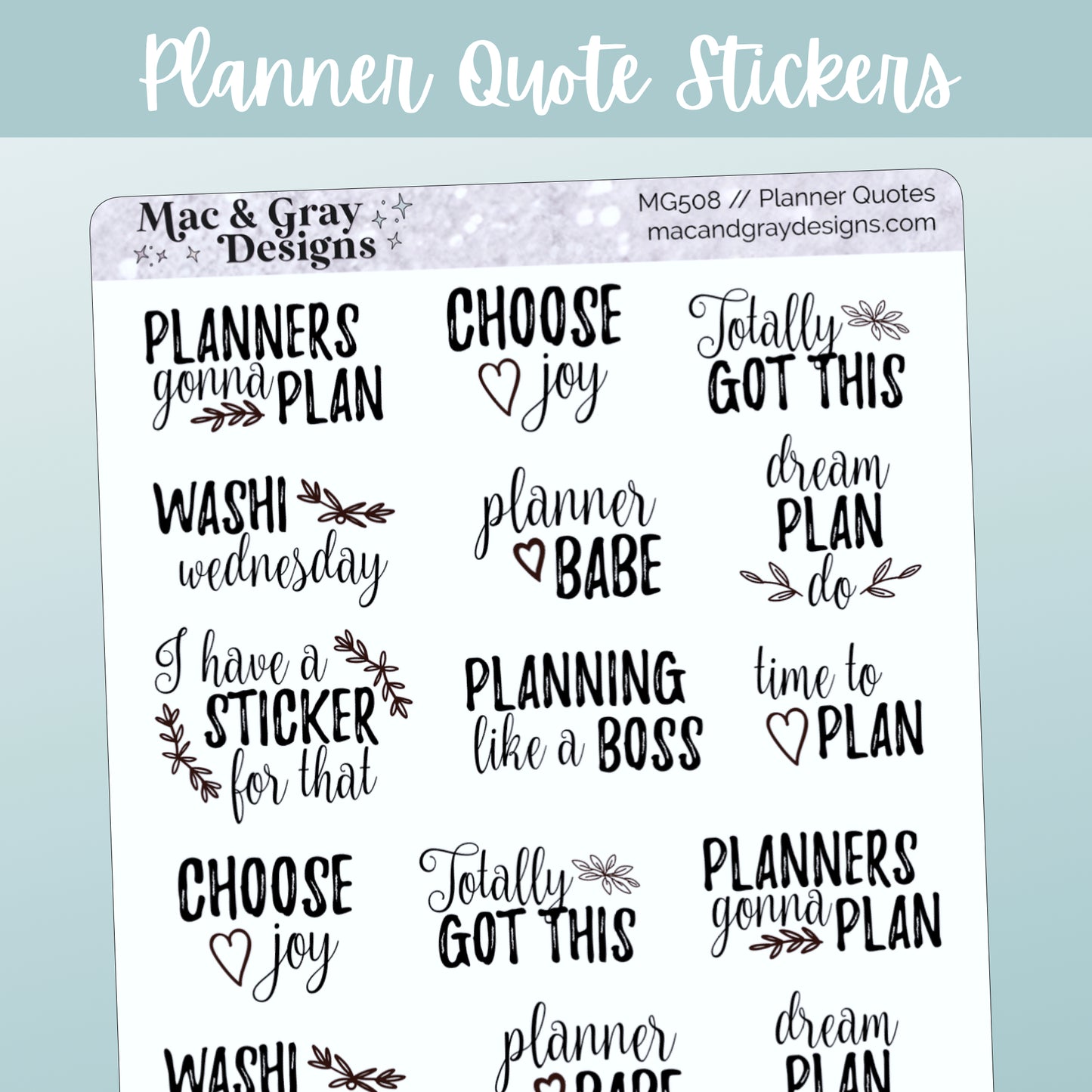 Planner Quotes // Script Stickers