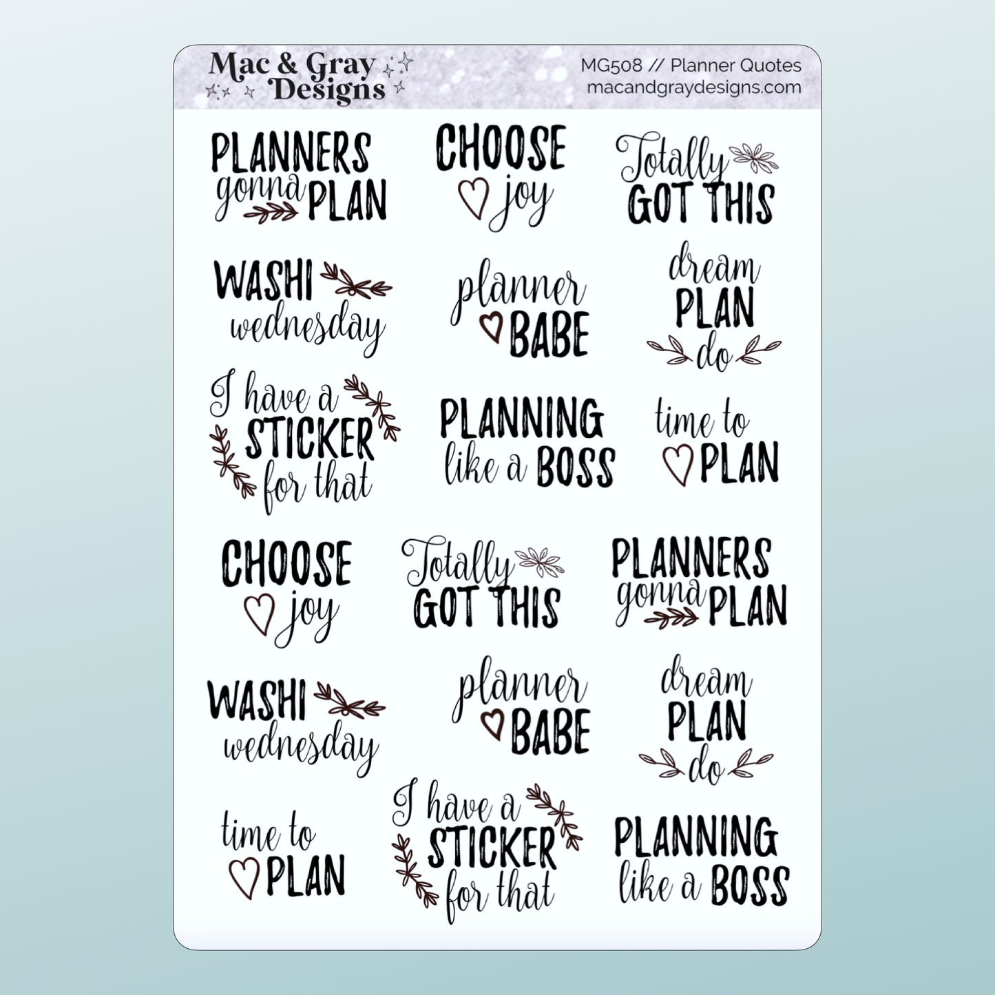 Planner Quotes // Script Stickers