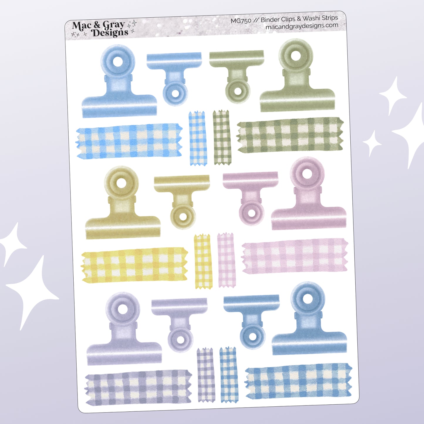 Sisterhood Binder Clip & Washi | Decorative Stickers