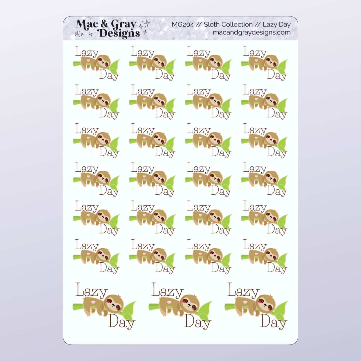 Lazy Day | Sloth Character Stickers