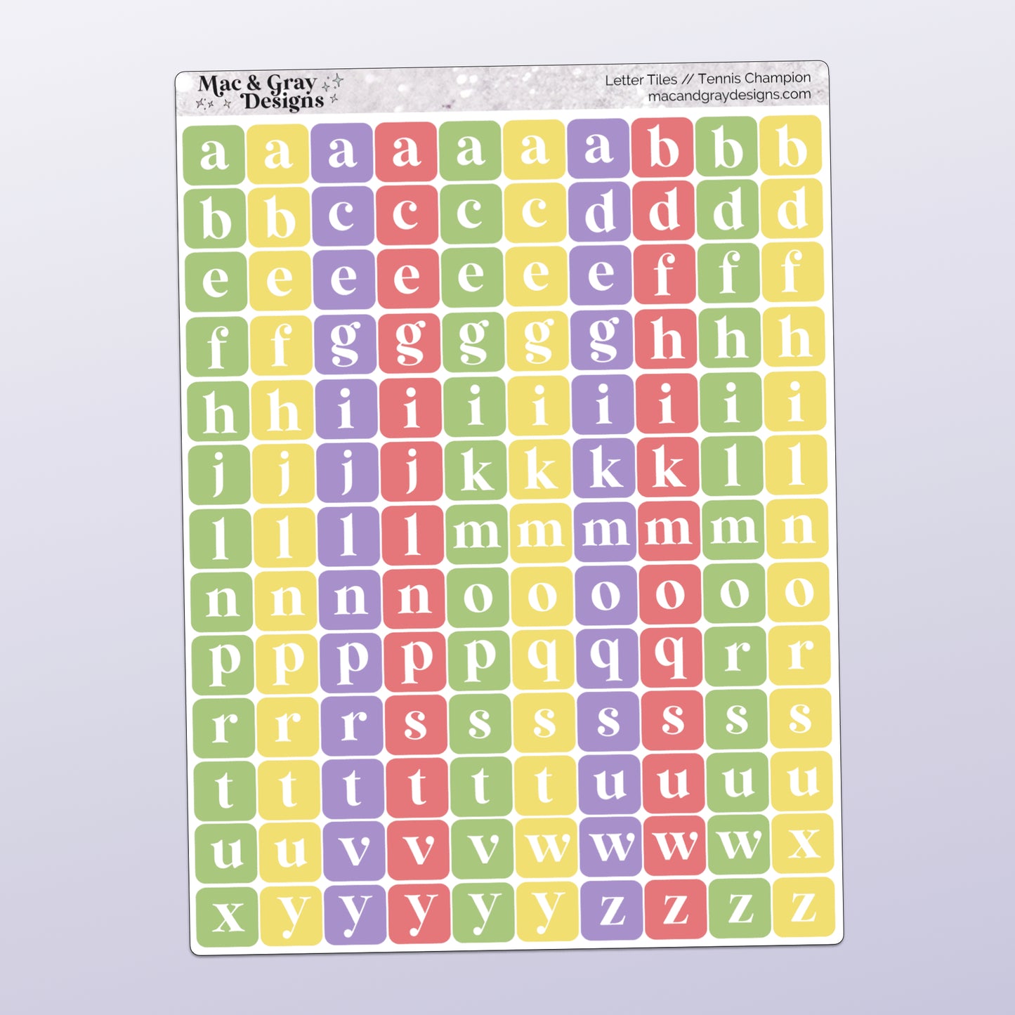 Letter Tile Stickers | Tennis Champion