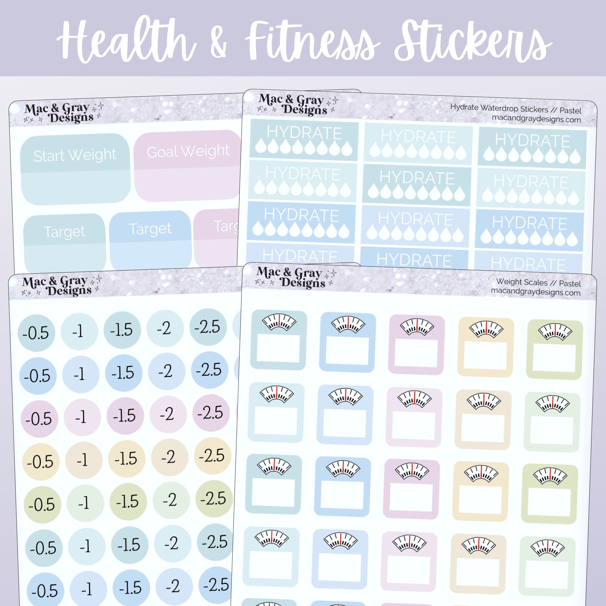 Pastel Weight Loss Planner Stickers Weight Scale Fitness Trackers pastel-weight-loss-planner-stickers-weight-scale-fitness-trackers