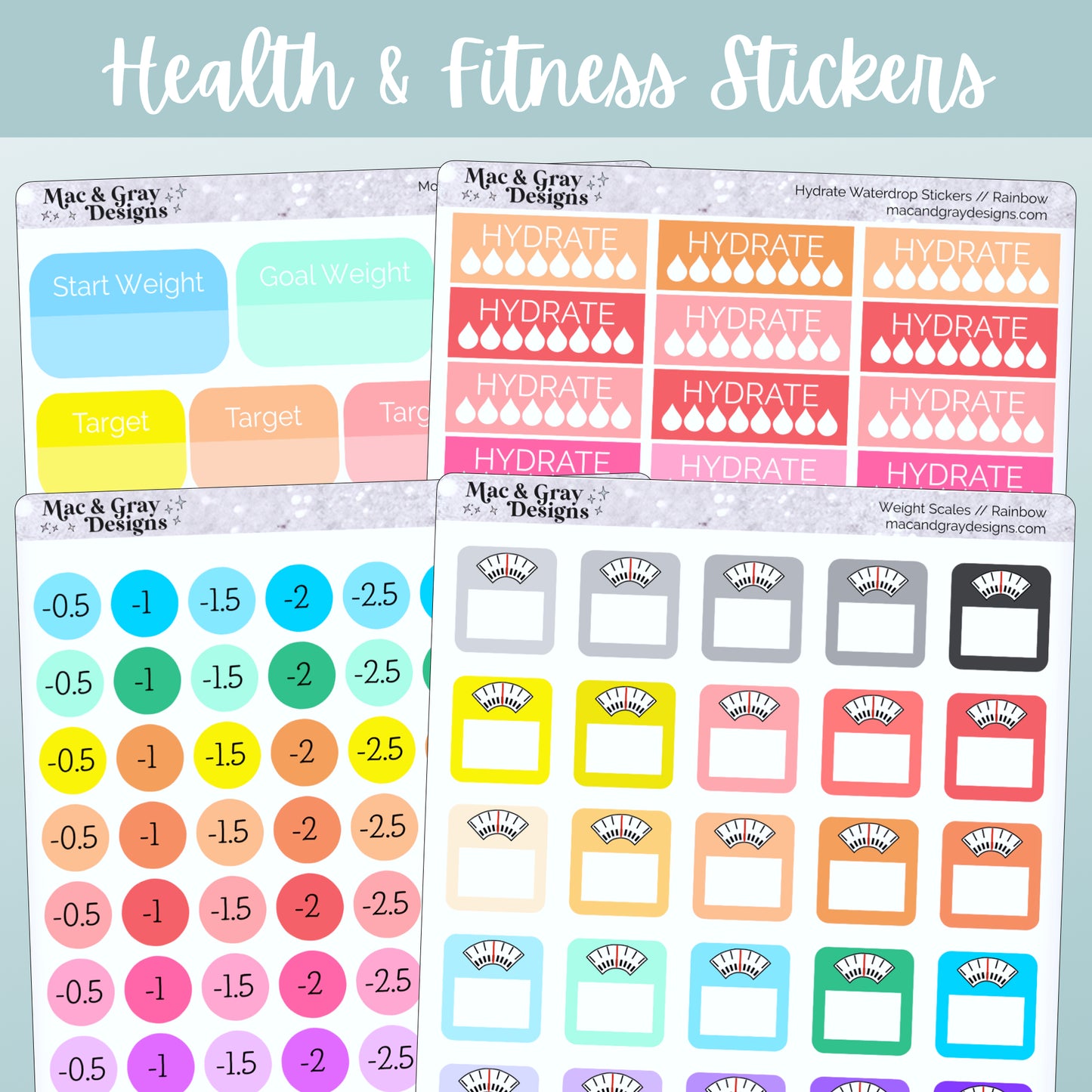 Rainbow Weight Loss Stickers | Health & Fitness Stickers