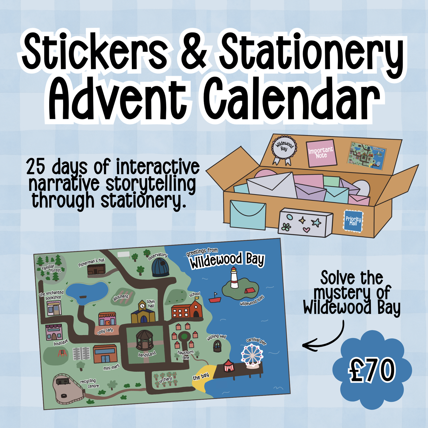 25 Day Stickers & Stationery Advent Calendar - Solve the mystery of Wildewood Bay