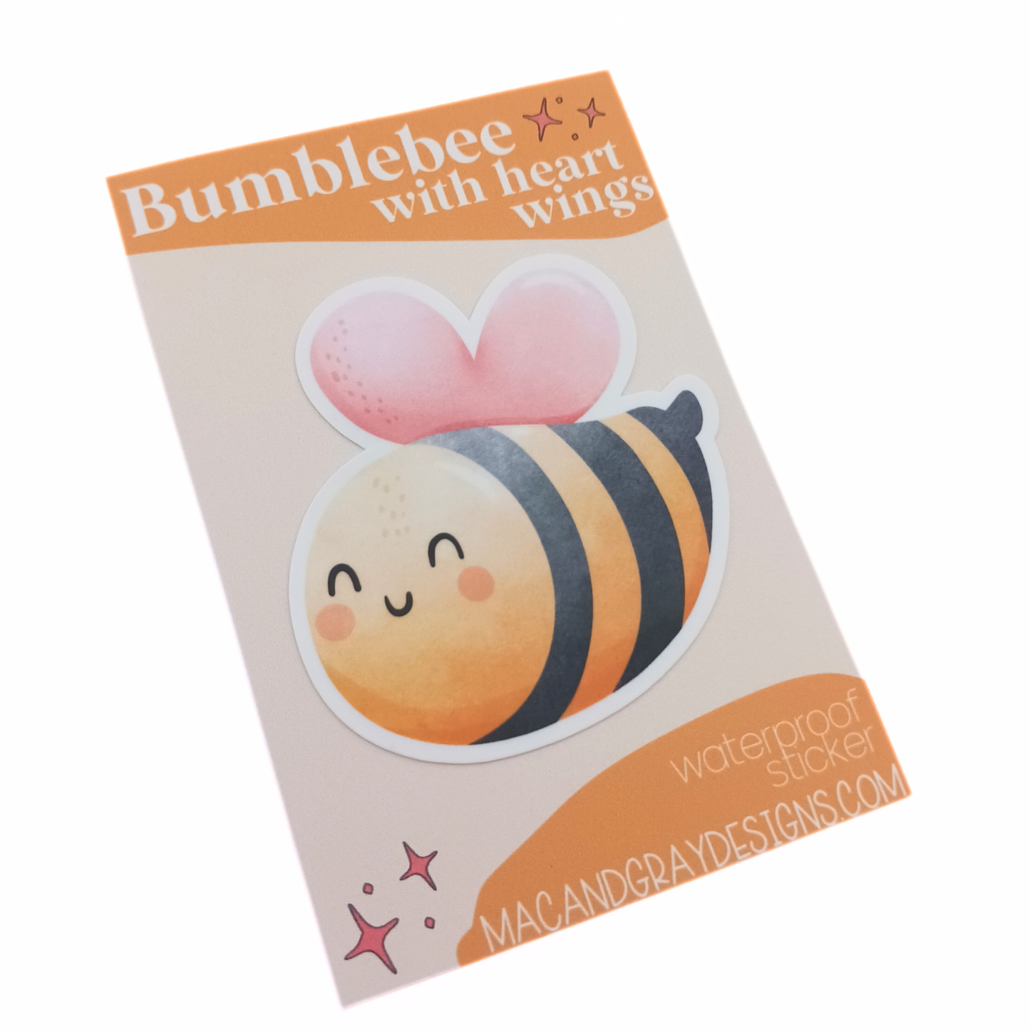 Bumblebee with Heart Wings - Waterproof Sticker