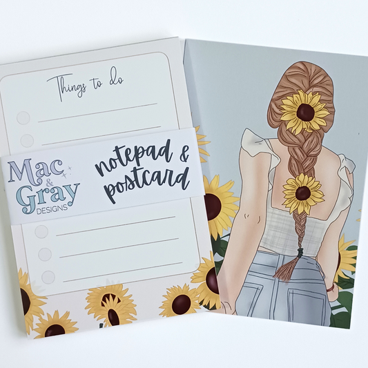 Sunflower "Things to do" Notepad & matching postcard