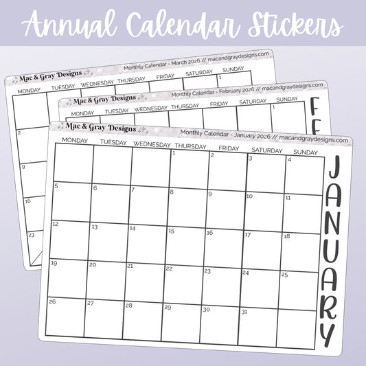 2026 Calendars // Functional Stickers