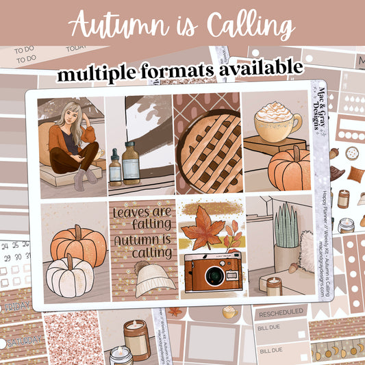 Autumn is Calling // Weekly Kit for Standard Vertical Planners, Happy Planner (Mini, Classic, Big), Hobonichi Weeks, Passion Planner & Scrapbooks