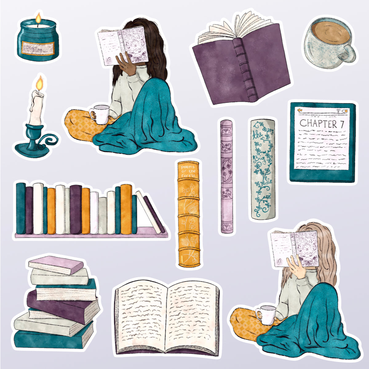 Boock Sticker Book Nook Stickers // Journalling Sticker Pack Matte Stickers ...