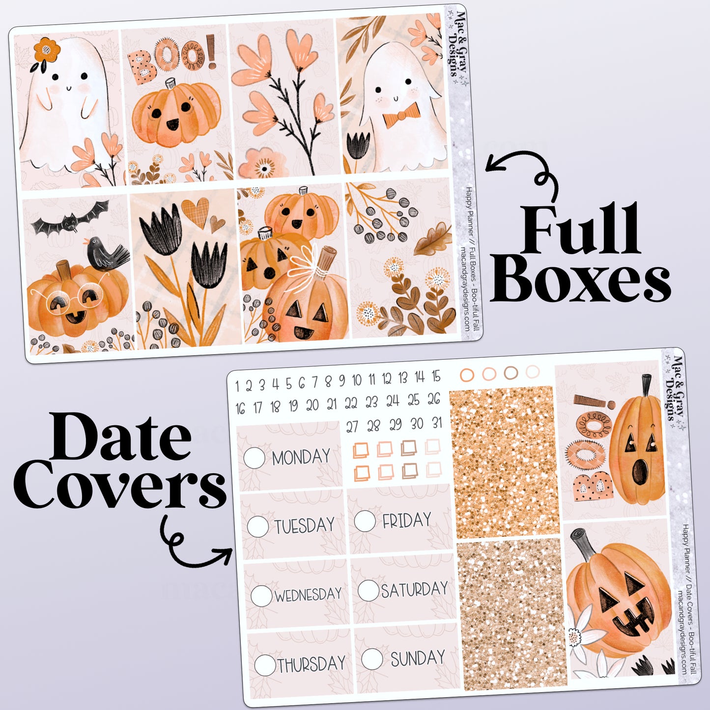 Boo-tiful Fall // Weekly Kit for Standard Vertical Planners, Happy Planner (Mini, Classic, Big), Hobonichi Weeks, Passion Planner & Scrapbooks