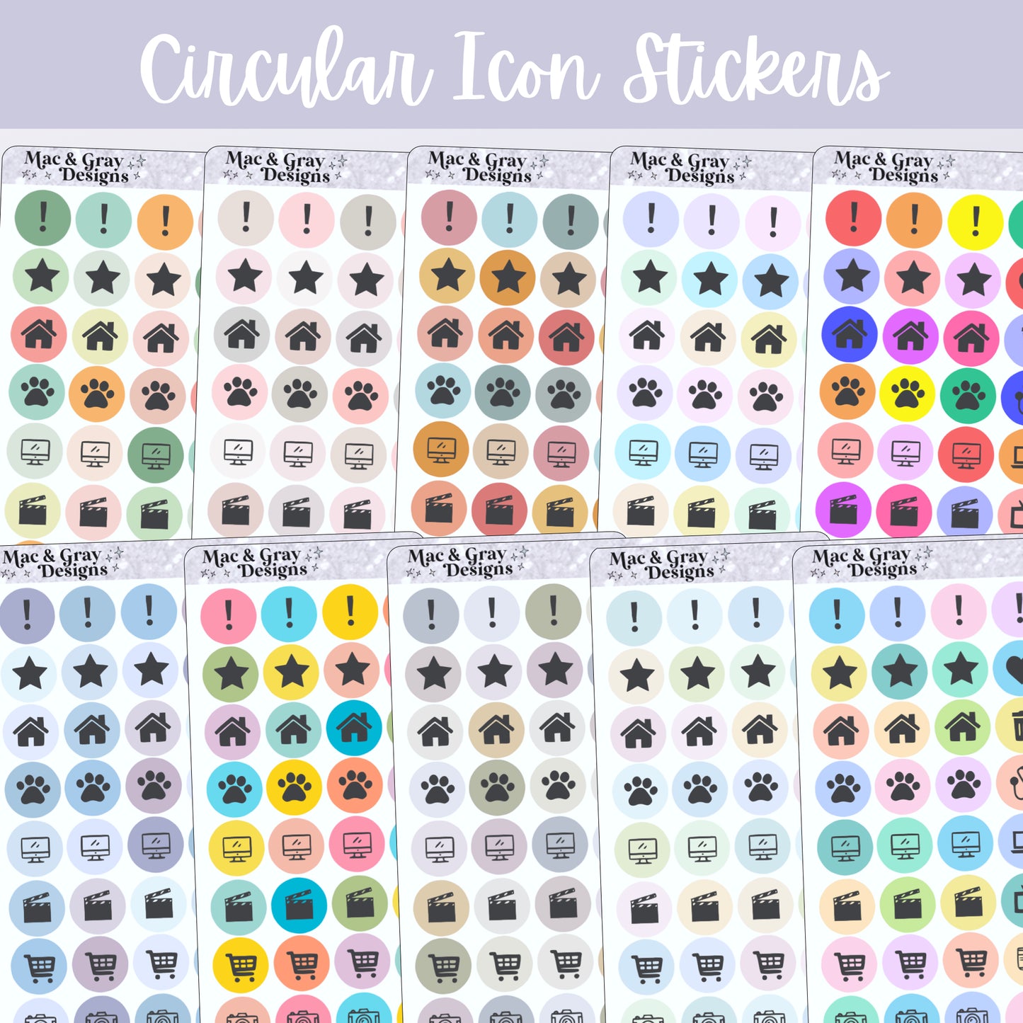 Circular Icon Stickers // Planner Sticker Essentials