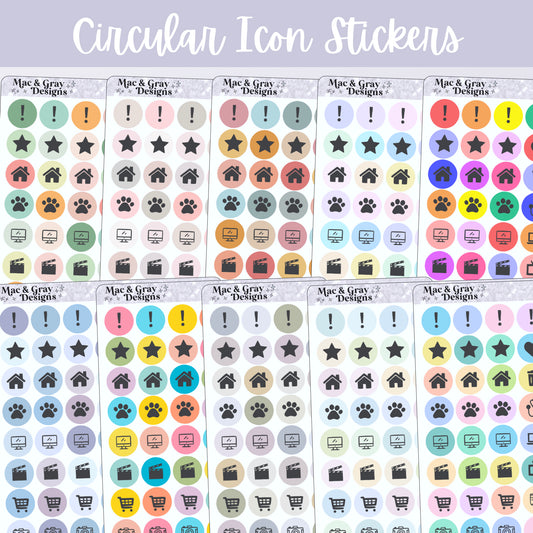 Circular Icon Stickers // Planner Sticker Essentials