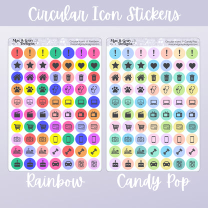 Circular Icon Stickers // Planner Sticker Essentials