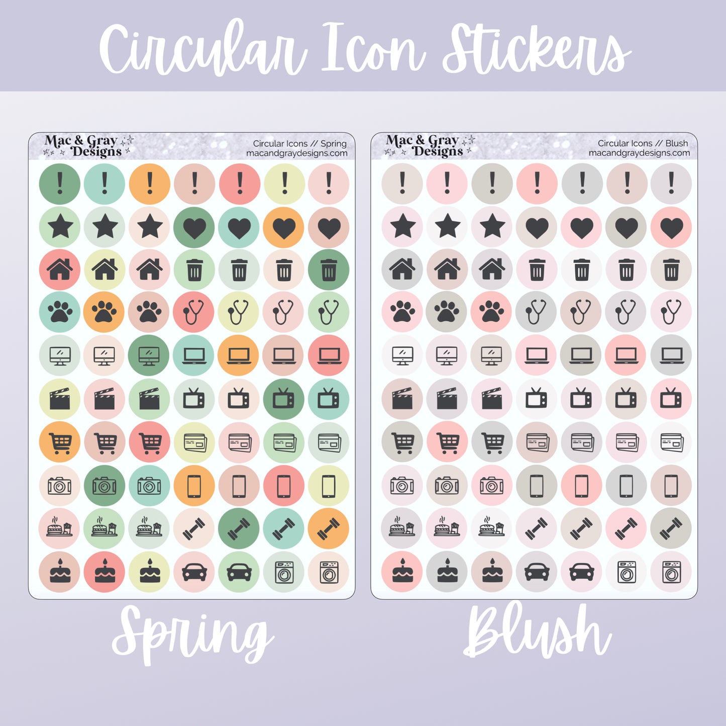 Circular Icon Stickers // Planner Sticker Essentials