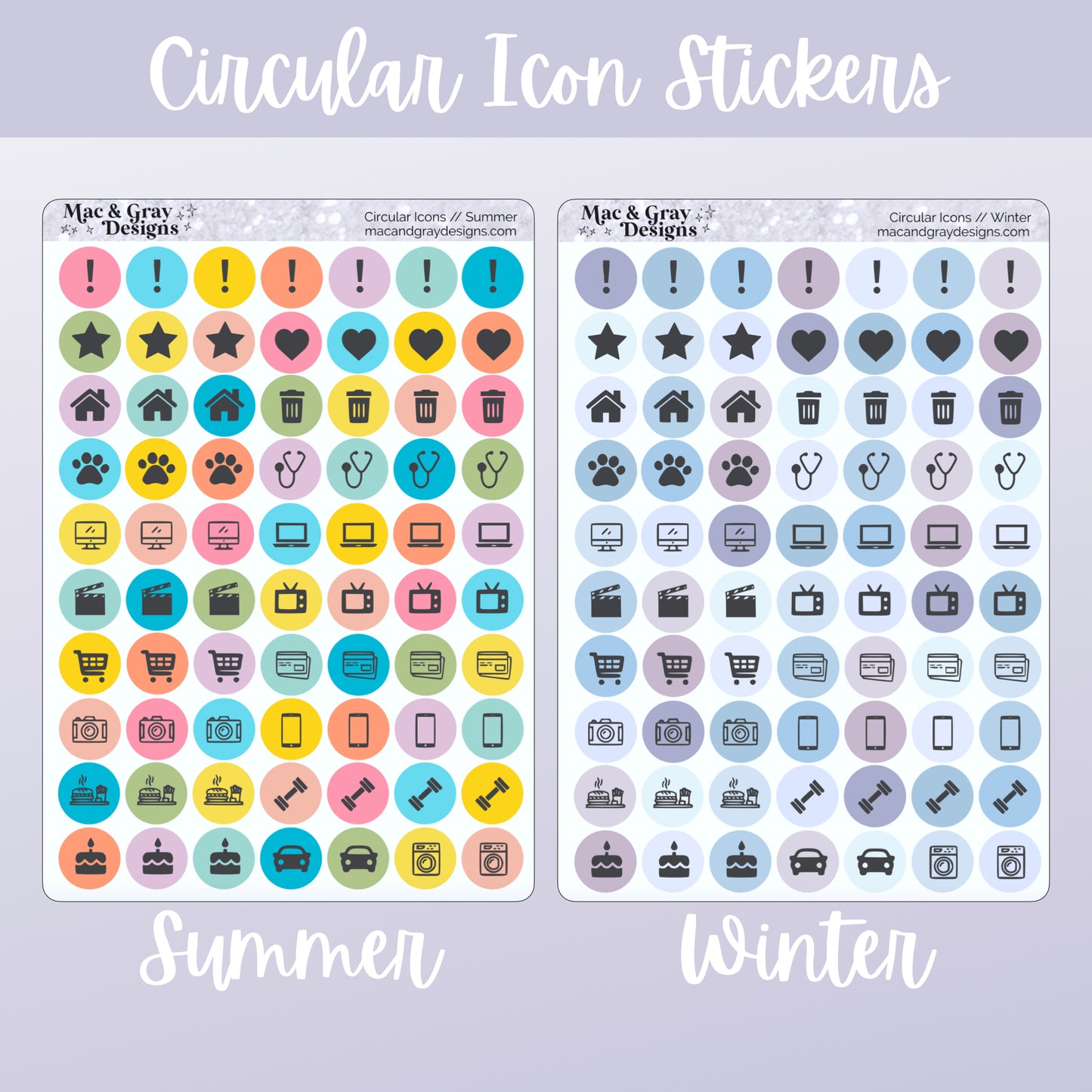 Circular Icon Stickers // Planner Sticker Essentials