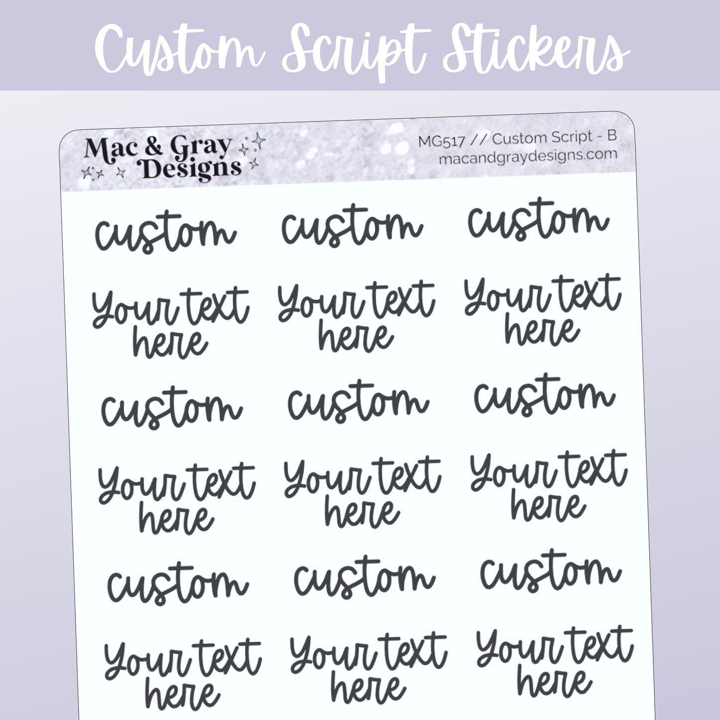 Custom Script Stickers (Style B) // Personalised Script Stickers, Make Your Own Quote Stickers