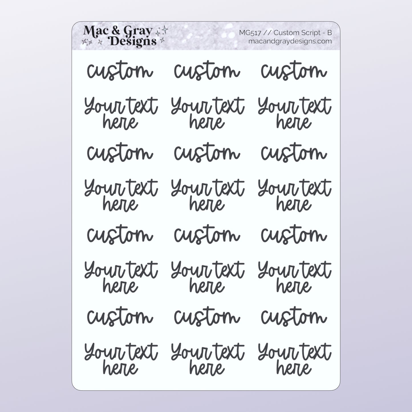 Custom Script Stickers (Style B) // Personalised Script Stickers, Make Your Own Quote Stickers