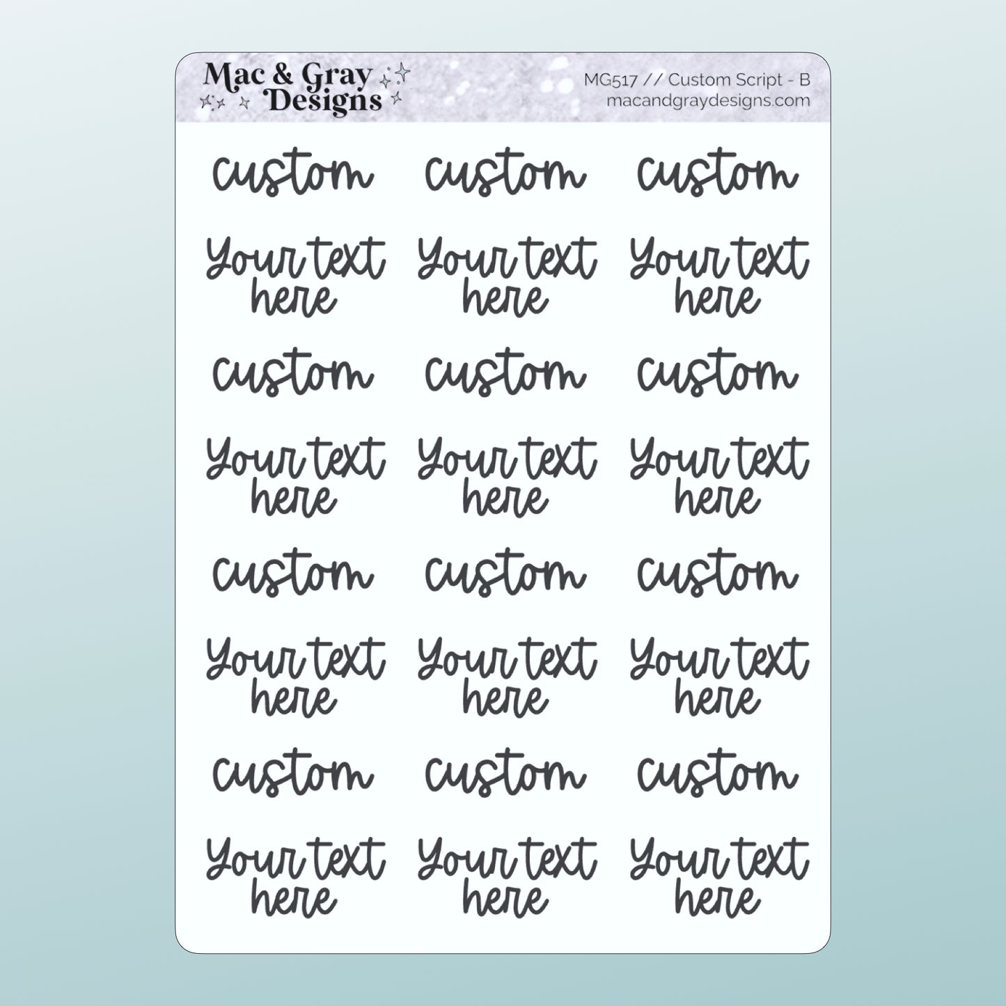 Custom Script Stickers (Style B) // Personalised Script Stickers, Make Your Own Quote Stickers