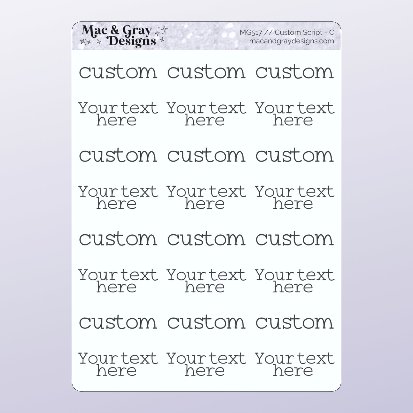 Custom Script Stickers (Style C) // Personalised Script Stickers, Make Your Own Quote Stickers