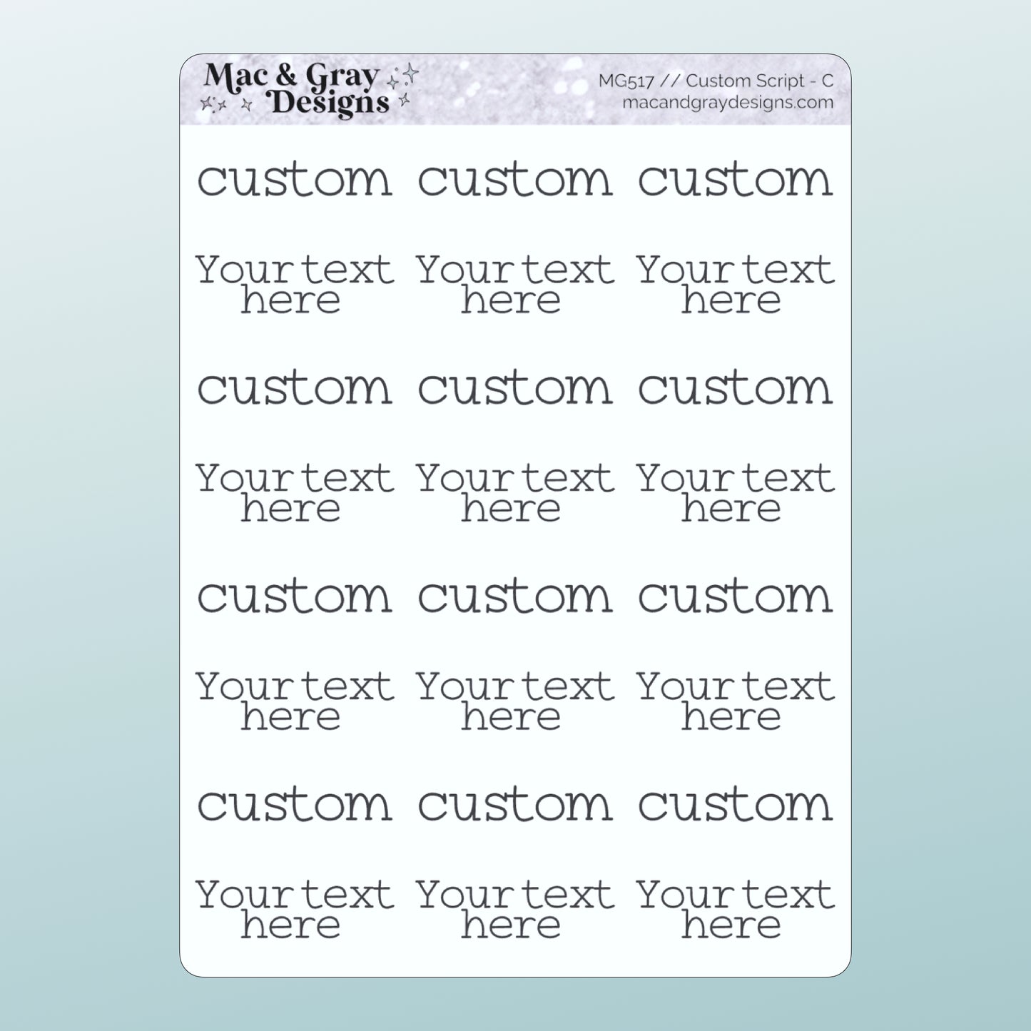 Custom Script Stickers (Style C) // Personalised Script Stickers, Make Your Own Quote Stickers