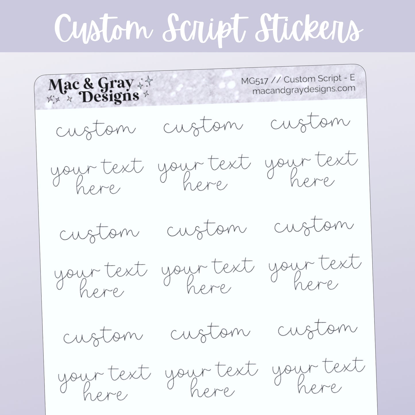 Custom Script Stickers (Style E) // Personalised Script Stickers, Make Your Own Quote Stickers