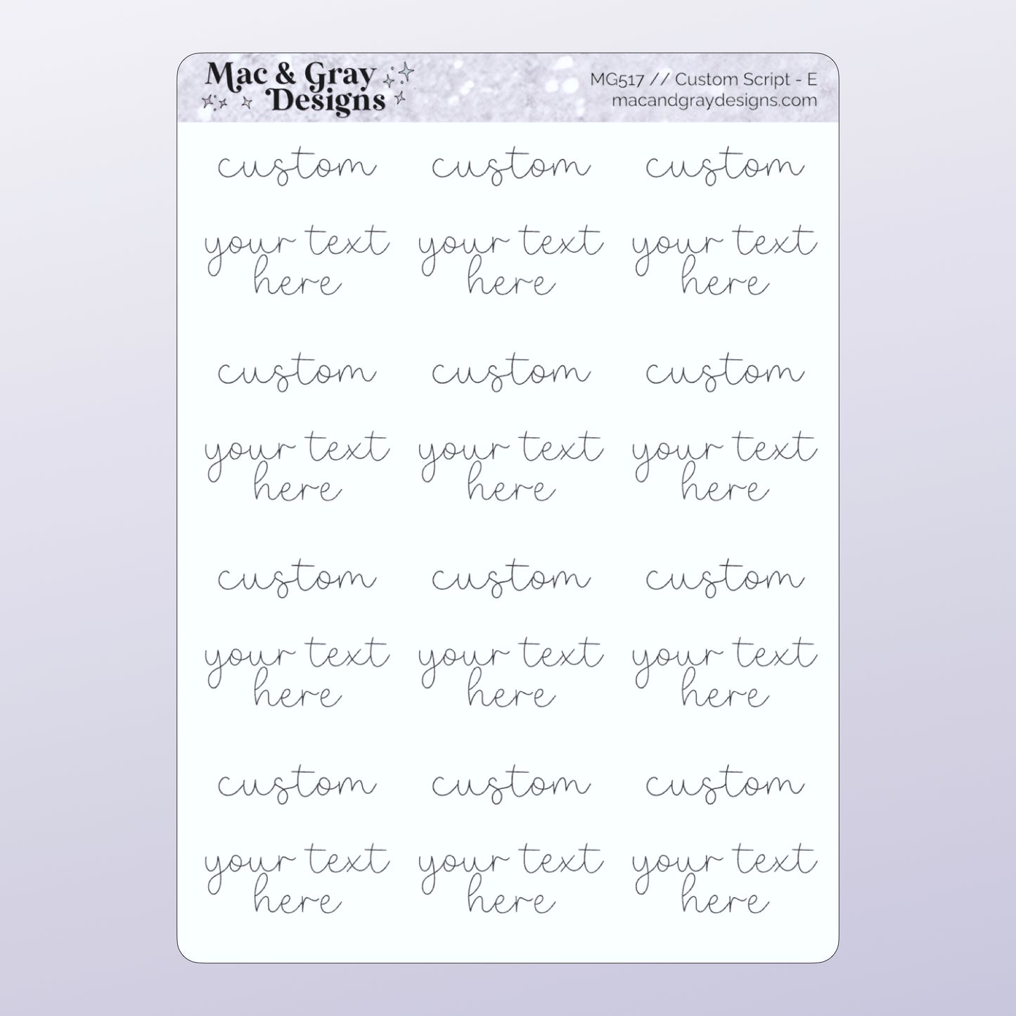 Custom Script Stickers (Style E) // Personalised Script Stickers, Make Your Own Quote Stickers