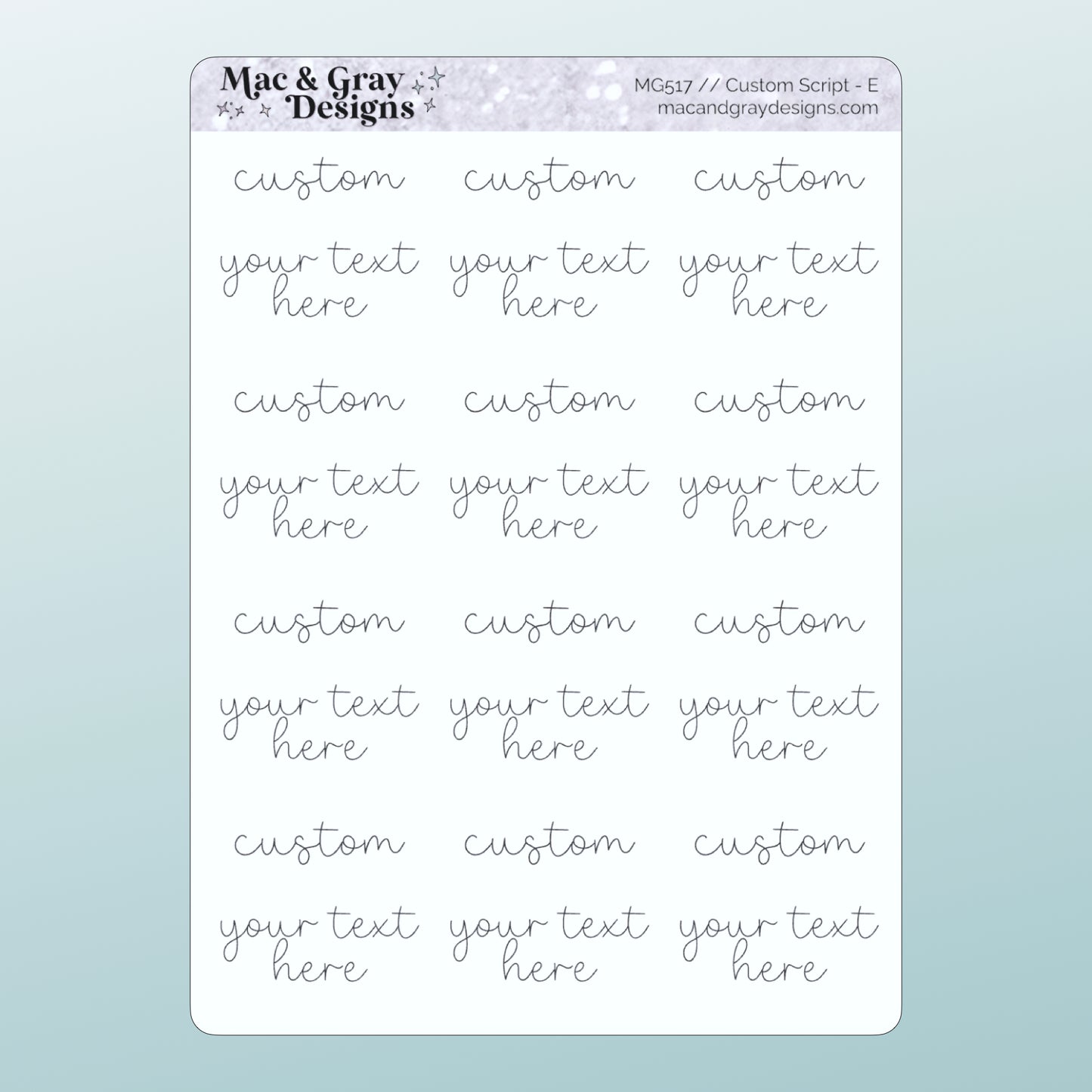 Custom Script Stickers (Style E) // Personalised Script Stickers, Make Your Own Quote Stickers