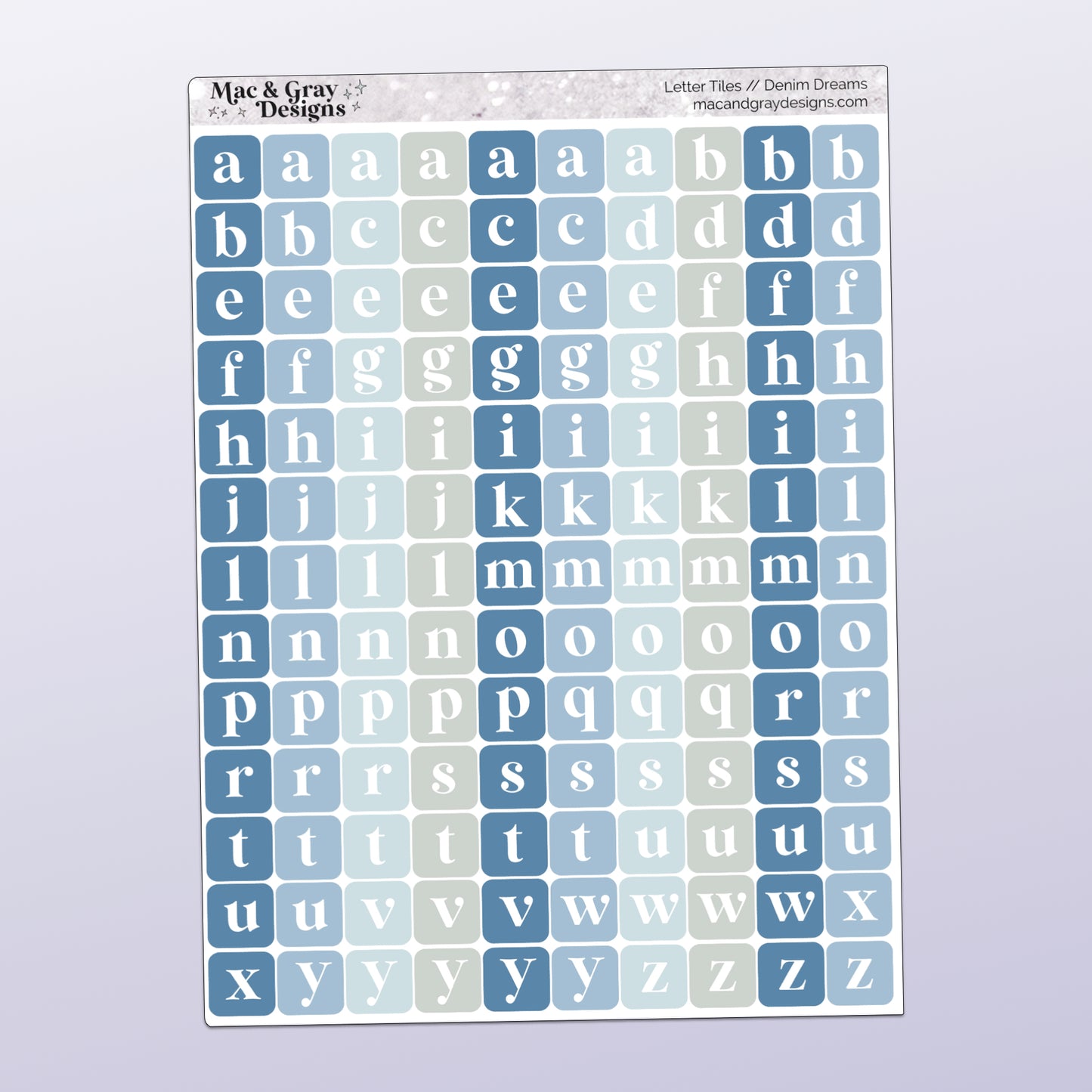 Letter Tile Stickers | Denim Dreams