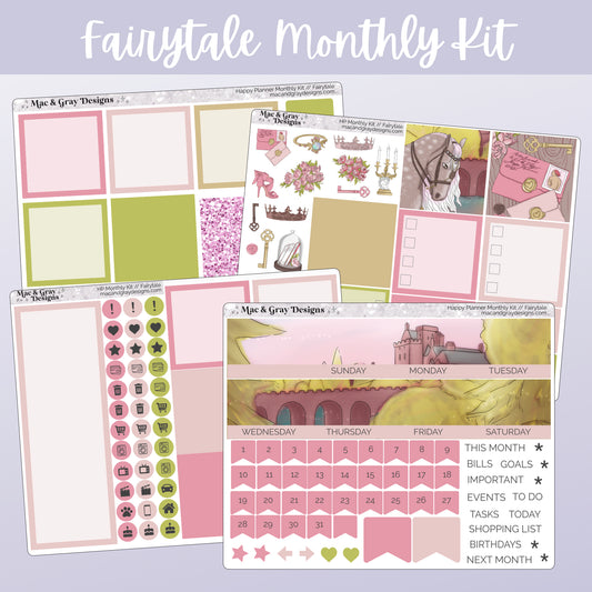 Fairytale // Any Month Monthly Planner Stickers UK - Standard Vertical, Passion Planner and Happy Planner (Mini, Classic & Big)