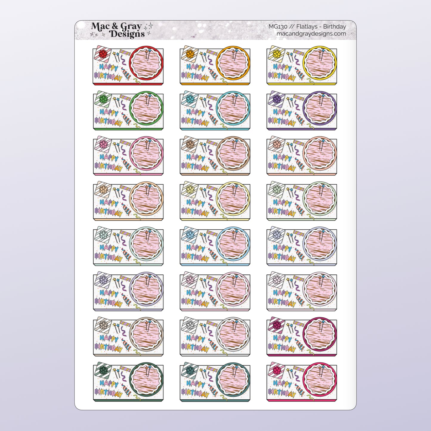 Flatlay Stickers // Baking, Birthday, Books, Cleaning, Desk, Meal Prep, Planner, Presents, Sick Day