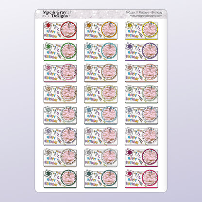 Flatlay Stickers // Baking, Birthday, Books, Cleaning, Desk, Meal Prep, Planner, Presents, Sick Day