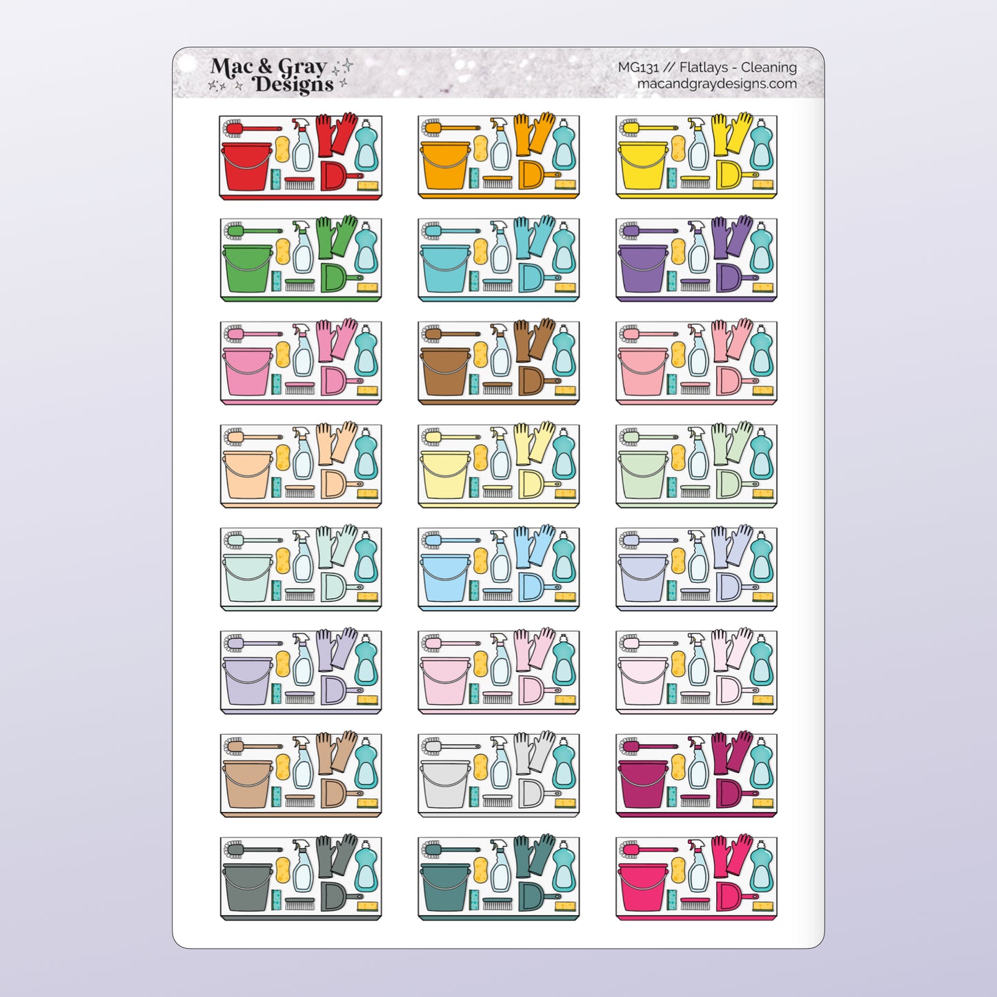 Flatlay Stickers // Baking, Birthday, Books, Cleaning, Desk, Meal Prep, Planner, Presents, Sick Day