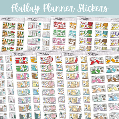 Flatlay Stickers // Baking, Birthday, Books, Cleaning, Desk, Meal Prep, Planner, Presents, Sick Day
