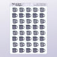 Individual stickers of a midnight blue coffee cup. Each alternating sticker features the words "drink cocoa" in cursive over the image.