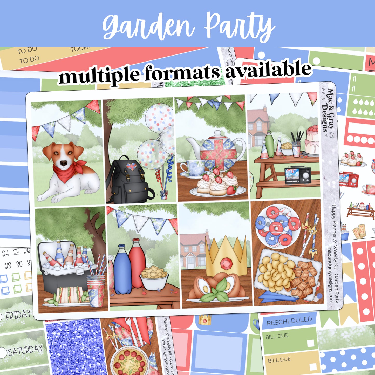 Garden Party // Weekly Kit for Standard Vertical Planners, Happy Planner (Mini, Classic, Big), Hobonichi Weeks, Passion Planner & Scrapbooks