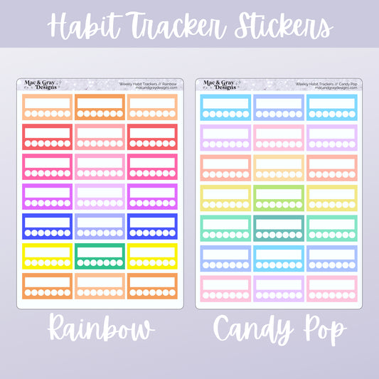 Weekly Habit Tracker Stickers // Planner Sticker Essentials