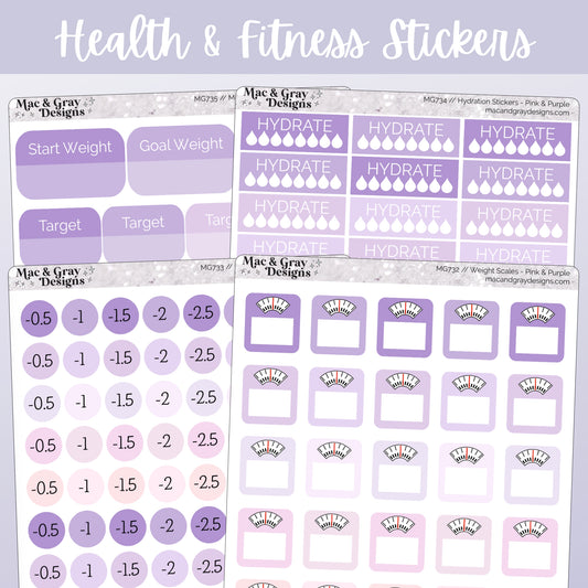 Purple & Pink Weight Loss Stickers | Health & Fitness Stickers